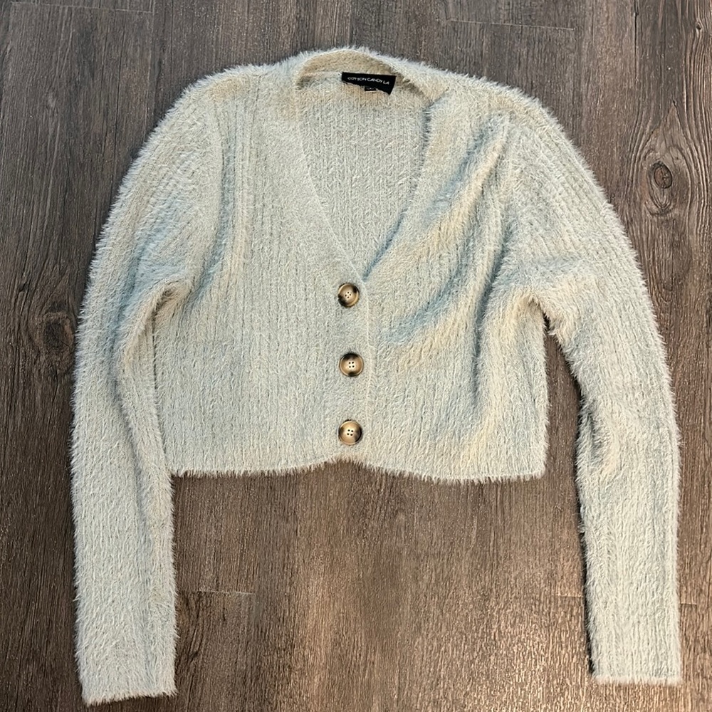 Furry light green sweater